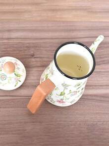 1pc Vintage Enamel Coated Wooden Handle Coffee Pot, Handmade Gooseneck Kettle, Household Tea Pot, Cold Water Pot, Oil Pot, Teapot, Milk Tea Pot, Handmade Coffee Pot, Enamel Coated Water Pot, Heat-Resistant Japanese Style Enamel Tea Pot, Enamel Coffee Pot, Thickened Enamel Oil Pot, Retro Restaurant Tea/Water Pot - Enamel Kettle With Wooden Handle - View 3