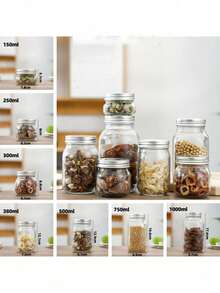 Stoples Kaca Kedap Udara untuk Penyimpanan Makanan, Cocok untuk Menyimpan Teh, Biji-bijian, Kacang-kacangan, Camilan, Biji Kopi, Gula, Permen, Kue Kering, Rempah-rempah, Perlengkapan Dapur, dan Yogurt, Wadah Makanan Transparan Portabel, Stoples Penyimpanan Biji-bijian Dapur - MultiWarna - View 7