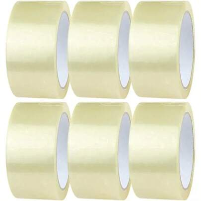 6 卷/每卷 66 码重型透明包装胶带，适用于盒子、包装、学生 DIY 工艺品、切割和粘贴 - 家居、办公用品、搬家、节日礼物包装胶带 | 透明塑料胶带 | 耐用粘合剂（胶带开口处随机红色或蓝色箭头，随机带或不带文字衬垫）