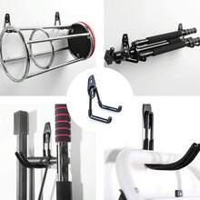 Heavy Duty Steel Garage Hooks - Wall Mount Organizer For Power Tools, Ladders, Bikes & More - Easy Installation, Contemporary Style Storage Solution - Black, Versatile Hanging Hooks | Wallmounted Hooks | Easyinstall Hardware, Hooks For Hanging Stuff,Double Layer Wall Mount Utility Organizer For Mop, Broom, Power Tools, Ladders, Bicycles - Painted Steel Tool Hanger With Heavy Duty Capacity