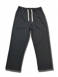 Men's Solid Color Drawstring Waist Pockets Loose Outdoor Sweatpants Black Spring - Black - View 4