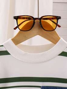 2 件套男童休闲条纹长袖运动衫和牛仔长裤套装，春秋季 - 軍綠色 - 查看 3