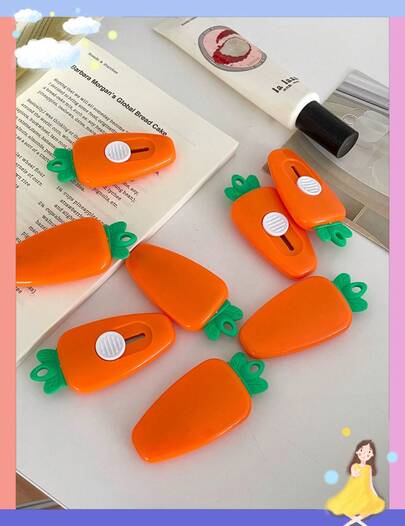 1PC Carrot Box Opener Cute Express Delivery Tool Automatic Rebound Portable Utility Knife Knife Stocking Stuffers,Office Supplies,Box Cutter