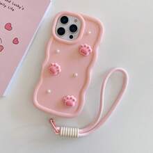 (With Lanyard) Cute DIY Faux Pearl Phone Case + Macaron Phone Case + Wrist Strap, Compatible With IPhone 17 Pro Max/16 Pro Max/15 Pro Max/14 Pro Max/13 Pro Max/12 Pro Max/11 Pro Max/XS Max/7/8 Plus, Honor, - Pink - View 2