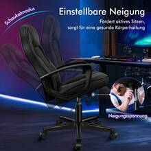 ALFORDSON Racing Desk Chair, Ergonomic Height-Adjustable & Padded 150 Kg Load Capacity Office Chair, Swivel PC Gaming Chair For Home Office, PU Leather And Fabric, Orange - Black - View 3