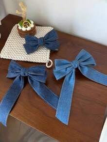 1 pieza Clip de pelo de cocodrilo con lazo de estilo retro coreano de mezclilla para mujer, pasador de pelo grande y de alta gama para la parte posterior de la cabeza, accesorios de pelo con cinta dulce, pinzas para el cabello, pasadores de pelo, barrettes