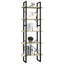 Libreria Larryhot a 5 ripiani 60x30x175 cm Legno di pino, resistente e durevole, facile da montare, stile decorativo, adattA, Per riporre soprammobili, statuette, libri, piccoli oggetti, ecc. - Castano - Visualizzare 3