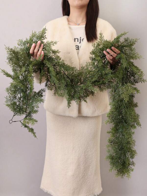 Artificial Cedar Christmas Vine Realistic Pine Branch Wreath Winter Pine Wreath Green Artificial Plant Wreath Suitable For Dining Tables/Mantels/Walls/Indoor Staircases/Outdoor Christmas Decorations Lifelike Artificial Green Vine Ideal DIY Christmas Wreath Material Artificial Green Plant Vine Wreath Perfect For Christmas And Home Decor