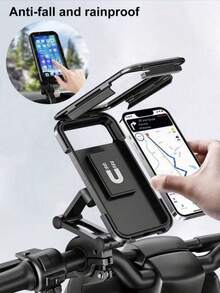 360° Bicycle Motorcycle Phone Holder Bag, Waterproof Dustproof Durable ABS Handlebar Mount Bracket, Suitable For Bicycle & Motorcycle Accessories - Multicolor - View 12