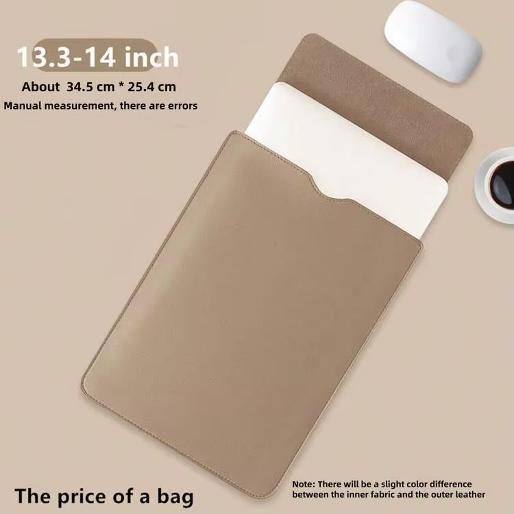 13/13.3/14 Inch Laptop Sleeve, Multifunctional Portable Tablet Computer Bag, PU Notebook Laptop Sleeve, Tablet IPad Protective Case, Organizer Pouch - Khaki - View 14