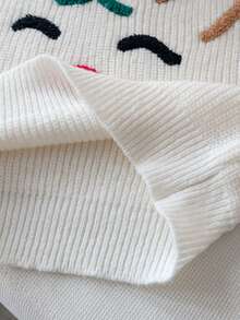 Suéter de punto con bordado de ciervos navideños lindos para niña, adecuado para Navidad, primavera, otoño e invierno - Albaricoque - Ver 9