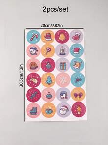 2pcs/Set, Decorative Stickers, Diy Stickers, Art Stickers, Creative Stickers, Handmade Product Stickers, Gift Wrapping Stickers, Planner Stickers, Christmas Elements Stickers, Various Styles, Different Designs, Suitable For Different Occasions, Christmas Gifts For Men And Women, Surprises For Boys, Christmas Stocking Stickers - Multicolor - View 7