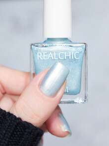 REALCHIC 10ml/Bottle Light Blue Pearl Nail Polish, Quick Drying, Long Lasting, Peelable, Odorless, Suitable For Wedding Manicure, Suitable For Students And Nail Technicians In Nail Salons, Spring/Summer Nails, Holiday Gift - 淺藍色 - 查看 3