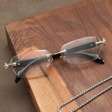 1pcs Unisex Ultra-Light Frameless Glasses - Vintage Diamond Cut Edge, Classic Unisex Computer Glasses, Sturdy Iron Frame, Unisex Glasses - Bạc - Xem 4