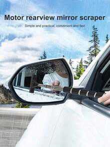 Limpiaparabrisas de espejo exterior, limpiaparabrisas retráctil para espejo retrovisor del coche, cepillo de limpieza de lluvia para parabrisas, limpiador de agua con palo telescópico largo, herramienta de limpieza portátil, utilizado en días lluviosos para evitar que las gotas de agua se cuelguen en el espejo retrovisor y difuminen la visión, accesorios portátiles para el interior y el exterior del vehículo adecuados para clima lluvioso y neblinoso, limpiador de ventanas portátil, cepillo para la nieve, artículos esenciales para el coche - Multicolor - Ver 2