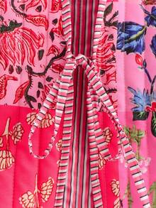 Blusa de vacaciones con bloqueo de color y estampado de paisley con lazo delantero CT1215