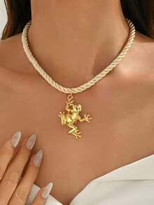 1 Stück modischer, einzigartiger, minimalistischer Nischen-Design Frosch-Seil-Halskette, geeignet für den täglichen Gebrauch von Frauen