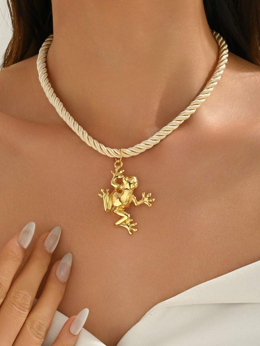 1 Stück modischer, einzigartiger, minimalistischer Nischen-Design Frosch-Seil-Halskette, geeignet für den täglichen Gebrauch von Frauen