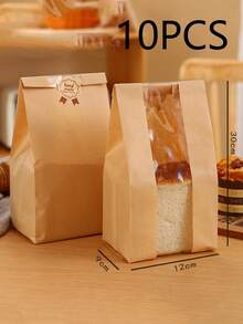 1/5/10 Stücke Toastbeutel Brotpapier Tüte (mit Aufklebern), Halloween, kleine/mittlere/große Papierbrottüte mit Fenster, Backzutaten Verpackungsmaterial, Etikett Siegelaufkleber für Backwaren Verpackung und Lagerung, Haushaltsbedarf - Verschiedenfarbig - Übersicht 13