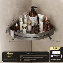 1pc Punch-Free Triangle Rack, Corner Shelf With Hooks, Dormitory Storage Rack,Shower Caddy, Storage Shelf For Bathroom & Kitchen,Balcony Storage Rack,Autumn New Arrivals,Christmas Gift - Triangle - View 9