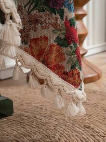 1 khăn trải bàn tròn hoa nhiều màu Jacquard, trang trí tua rua thắt nút thủ công, phong cách trang trại cổ điển, thích hợp cho các ngày lễ, họp mặt gia đình, tiệc sinh nhật, trang trí nhà cửa, mọi mùa - Nhiều màu - Xem 6