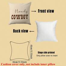 2pcs Western Cowboy Letter Throw Pillow Covers, 17.7x17.7 Inches - Soft Polyester, Easy Care, No Battery Required, Great For Living Room, Bedroom, Office And Dining Room Decor, Ideal Gift For Birthday And Holidays (No Pillow Insert) - Beige - View 2