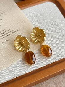 1 par de pendientes de flor blanca delicada para mujeres, diseño exagerado y versátil, adecuado para compromiso, boda, uso diario, fiesta, regalo para familia, hermanas, amigos, novia, cumpleaños, Día de San Valentín