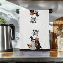 2/4/6/48 piezas Toallas de cocina/manos suaves con estampado de calabaza, gato y fantasma de Halloween, multiusos, de secado rápido, aptas para cocina, celebración, boda, decoración y talla grande