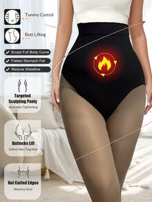 1pc Women's High-Waist Thermal Pantyhose Seamless Pantyhose Slimming Tummy Control Pants Butt Lifting Sheath Flat Belly Woman Shapewear Women's Long Panty