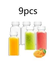 1/3/6/9/12个装迷你可重复使用塑料果汁瓶，带盖，健康果汁容器，适用于冰沙、茶、自制饮料，便携配件 - 彩色 - 查看 17