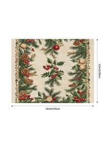 1pc Christmas Tree Printed Table Runner, Christmas Decor Linen-Like Table Runner, Table Runner, 1pc Table Runner, 4pcs Placemats, 1pc Cushion Cover, 3 Products Available, Seasonal Home Decor Indoor/Outdoor Party Supplies, Winter Home Decor, Christmas Decoration, Christmas Room Decor, Christmas Party Decoration