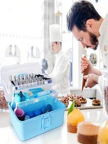 1 pièce Boîte de rangement en plastique à 3 couches, boîte de rangement polyvalente, boîte à outils pliante pour la maison, étui de rangement portable pour l'artisanat, organisateur de fournitures de couture, boîte à médicaments