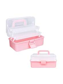 1 pièce Boîte de rangement en plastique à 3 couches, boîte de rangement polyvalente, boîte à outils pliante pour la maison, étui de rangement portable pour l'artisanat, organisateur de fournitures de couture, boîte à médicaments
