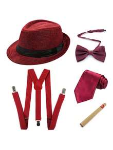 D EXCEED 3/4/5/8 件套 1920 年代咆哮年代男士帽子、领结和 Y 型吊带 – 适用于 1920 年代复古婚礼、复古地下酒吧之夜、装饰艺术主题舞会、盖茨比风格花园派对 - 彩色 - 查看 22