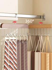 1PC Multi-Functional Wooden Coat Hooks, Coat Rack, Closet Organizer, 8 Hooks, 360 Degree Rotating Angle, Space Saving Bra Hook, Storage For Hanging Clothes Like Tops, Underwear, Bras, Breastplates, Hats, Ties, Strap,Vest,Etc.Traceless Clothes Drying Rack,Spring,Minimalist,Summer Tops - Multicolor - View 2