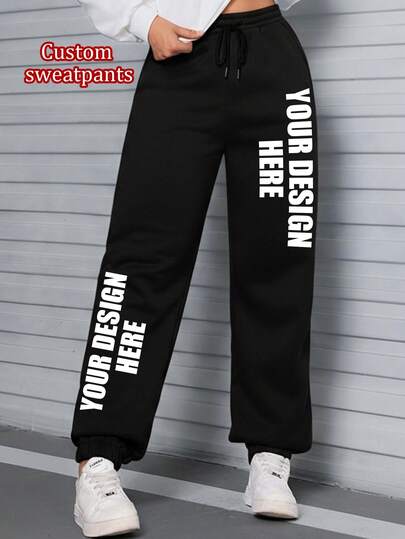 Customized Women's Sports Sweatpants - Custom Fleece Thickened Pants, Add Your Photo, Customize Two-Position Printing, Sweatpants Customization, Custom Autumn And Winter Sweatpants, Design Your Own Personalized Pants As A Gift For Girlfriends, Family, Yourself, Anniversary, Festival, Etc. Customized Gifts, Custom Pants, Custom Pattern Pants, Women's Pants