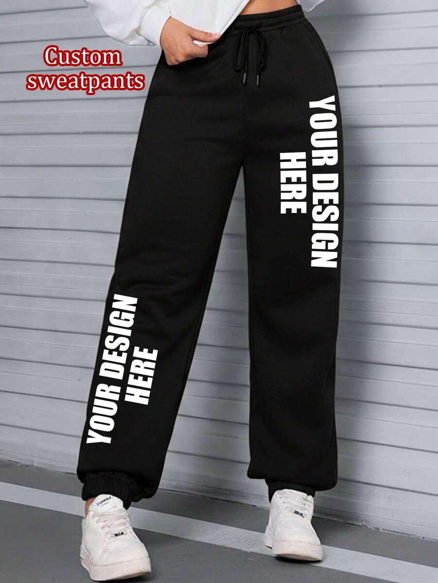 Customized Women's Sports Sweatpants - Custom Fleece Thickened Pants, Add Your Photo, Customize Two-Position Printing, Sweatpants Customization, Custom Autumn And Winter Sweatpants, Design Your Own Personalized Pants As A Gift For Girlfriends, Family, Yourself, Anniversary, Festival, Etc. Customized Gifts, Custom Pants, Custom Pattern Pants, Women's Pants