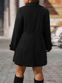 Plus Size Women's Outerwear Fall/Winter Single-Breasted Trench Coat With Collar Winter Long Coat