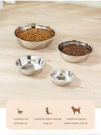 1 pieza/2 piezas/4 piezas Tazón de acero inoxidable para gatos, tazón para perros, tazón para mascotas, tazón de alimentación para mascotas, suministros para mascotas, forro de tazón para mascotas, comida para gatos, cuenco de comida para perros, fácil de limpiar, anti caída, anti mordedura, duradero.