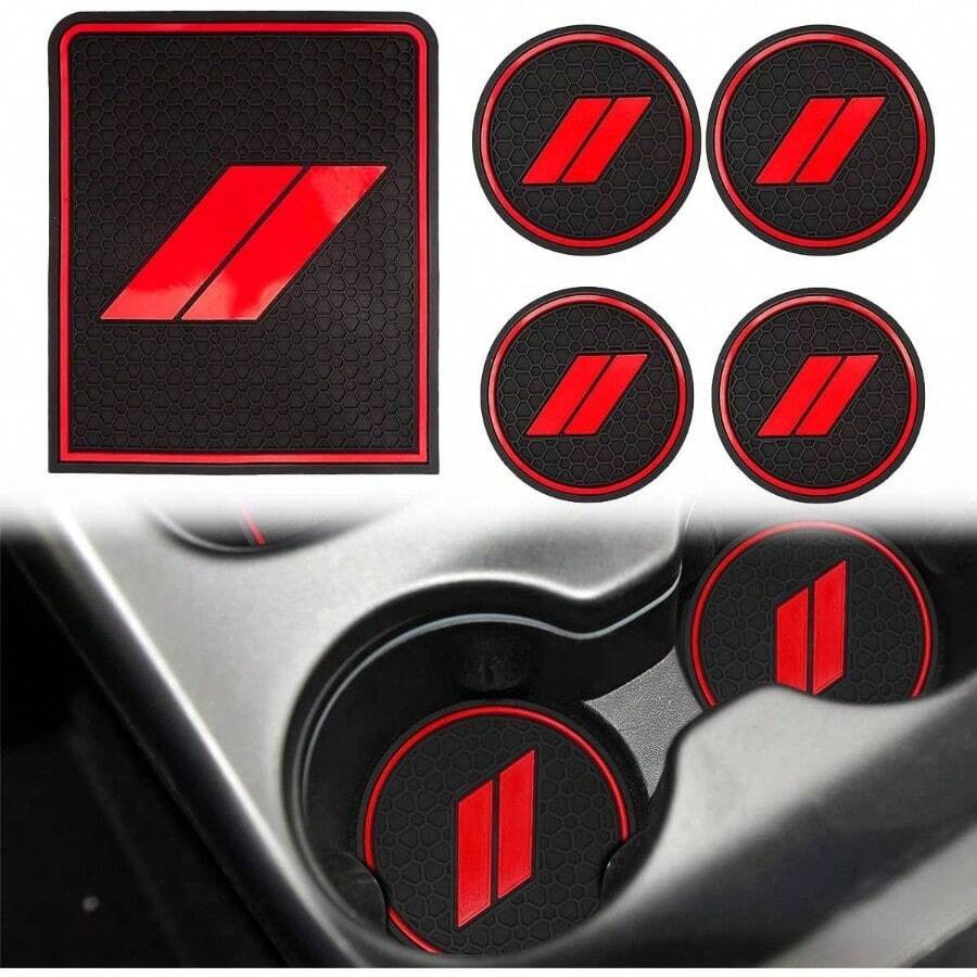 - Alfombrillas antipolvo para accesorios de viaje, 2021, 2020, 2019, 2018, 2011 - 2020, ajuste personalizado para consola central y soporte para tazas rojo - Rojo - - Ver 1