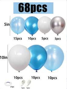 68pcs/Set Blue, White & Silver Balloon Arch & Garland Kit, Suitable For Birthday, Wedding, Christening, Graduation, Anniversary Party Decoration - Includes Chains, Balloon Garlands, Balloon Arches, Wedding Decor, Event Styling, Holiday Wreaths, Elegant Balloons, Balloons, Balloon Bouquets, Wedding Organizers, Party Hosts - Multicolor - View 2