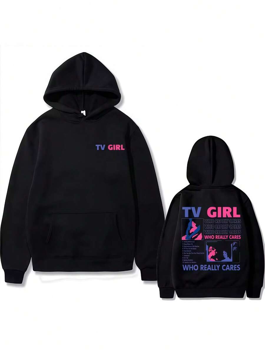 Best Famous TV Girl Who Really Cares Album Print Hoodie Unisex French Exit Hoodies Men Women Gothic Casual Oversized Sweatshirt - 黑色 - 查看 1