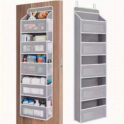 4/5 Layer Fabric Door Hanging Storage Bag, Multi-Layer Hanging Storage Bag, Non-Woven Fabric Door Hanging Bag, Large Capacity Bedroom Hanging Storage Bag, Door Hanging Storage Bag, Plush Doll Storage, Wall Hanging Storage Rack, Room Decoration, Storage