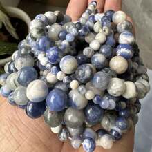 15 英寸 4/6/8/10 毫米天然石圆珠、紫水晶/虎眼石/黑曜石/玫瑰石英和其他天然材料，用于脉轮疗愈和 DIY 珠宝制作、手链、项链和工艺品 - 彩色 - 查看 25