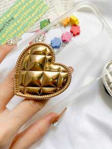 1 Metal Electroplated Mirror Surface Mobile Phone Stand, Adhesive Retractable Sliding Stand, Asymmetric-Shaped Stand, Desktop TV Viewing Wonder Compatible With IPhone, Android Phone, Gift For Birthday, Family, Friends Push-Pull Phone Grip Phone Holder Phone Accessories