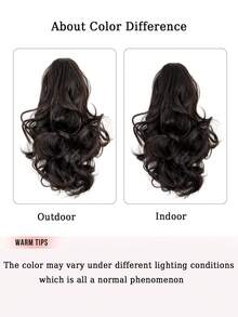 Ponytail Extensions Curly Hair Clip On Extensions Natural Appearance Synthetic Hair Pieces Dark Brown For Women - Multicolor - View 9