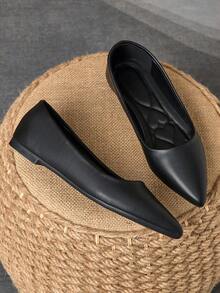 MonaNise 女士尖头时尚平底鞋，适合秋季户外活动 - 紫色、香槟色、红色、黄色、黑色 - 黑色 - 查看 3