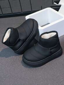 1 Pair Baby Fashionable Snow Boots, Unisex, Rubber Non-Slip Sole, One-Push Magic Tape, Solid Color, Outdoor Baby Boots