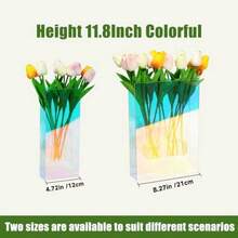D11.8 Inch Iridescent Plastic Vases For FlowersFlower Vases For Bouquet Acrylic Vases For Centerpieces Table DecorRec Look Wedding Housewarming Gift Iridescent 4.7''Lx11.8''H10 - óng ánh - Xem 4