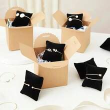 1/2/3/5/7/8/10/12/15 Buah Bantal Beludru untuk Gelang, Jam Tangan, dan Gelang, Cocok untuk Pajangan Perhiasan Jam Tangan dan Gelang - Hitam - View 6